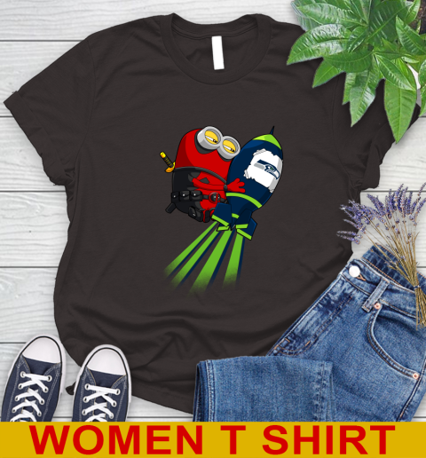 NFL Football Seattle Seahawks Deadpool Minion Marvel Shirt Women's T-Shirt 10 NFL Football Seattle Seahawks Deadpool Minion Marvel Shirt Women's T-Shirt - Image 10