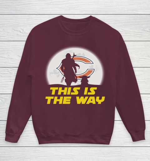 Chicago Bears NFL Football Star Wars Yoda And Mandalorian This Is The Way Youth Sweatshirt 4