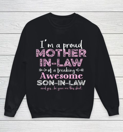 Womens I Am A Proud Mother in law Of A Freaking Awesome Son in law T Shirt.L8SJTVUNC9 Youth Sweatshirt
