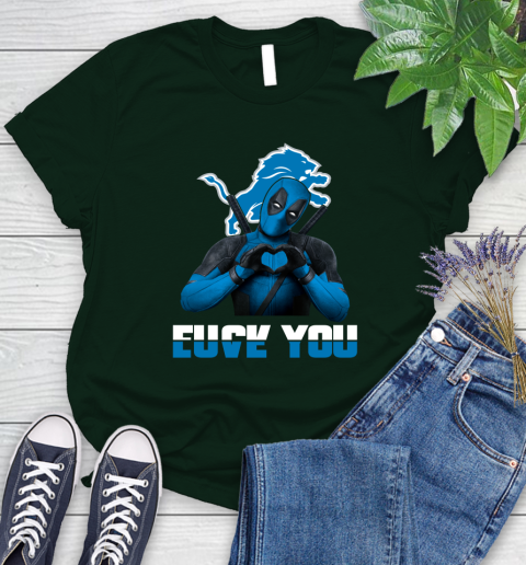 NHL Detroit Lions Deadpool Love You Fuck You Football Sports Women's T-Shirt 6