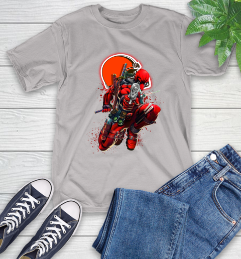 NFL Deadpool Marvel Comics Sports Football Cleveland Browns T-Shirt 12
