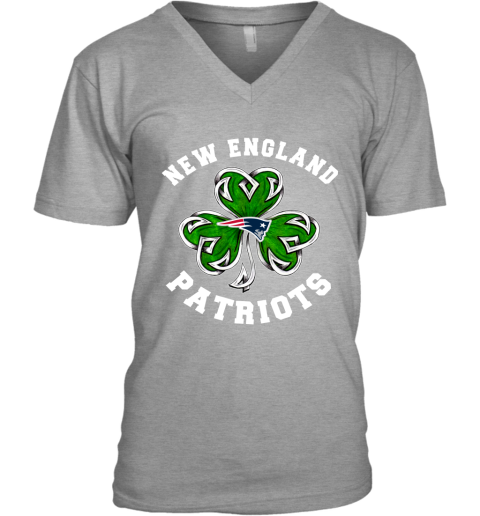 NFL New England Patriots Three Leaf Clover St Patrick's Day Football Sports TXK3T85Z5G8 v neck unisex 8 95 151514 front sport grey