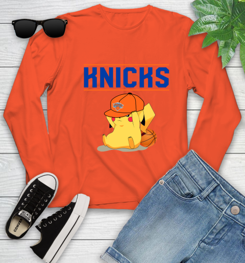 NBA Pikachu Basketball Sports New York Knicks Youth Long Sleeve 4