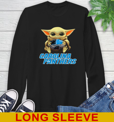 NFL Football Carolina Panthers Baby Yoda Star Wars Shirt Long Sleeve T-Shirt 2