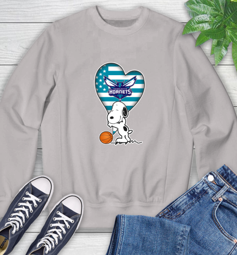 Charlotte Hornets NBA Basketball The Peanuts Movie Adorable Snoopy Sweatshirt 12