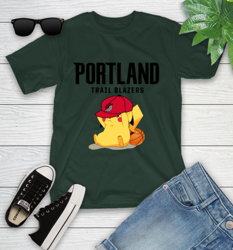 NBA Pikachu Basketball Sports Portland Trail Blazers Youth T-Shirt 5