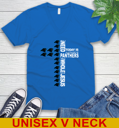 NFL All I Need Today Is A Little Bit Of Carolina Panthers Shirt V-Neck T-Shirt 5