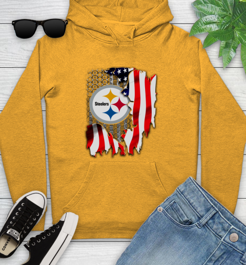 Pittsburgh Steelers NFL Football American Flag Youth Hoodie 2