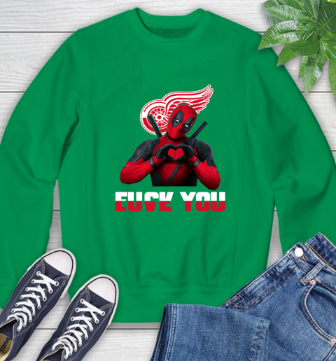 NHL Detroit Red Wings Deadpool Love You Fuck You Hockey Sports Sweatshirt 7