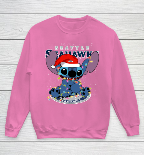 Seattle Seahawks NFL Football noel stitch Christmas Youth Sweatshirt 3