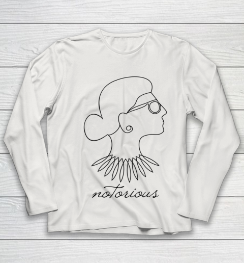 Notorious RBG Ruth Bader Ginsburg Profile Line Drawing Youth Long Sleeve 8