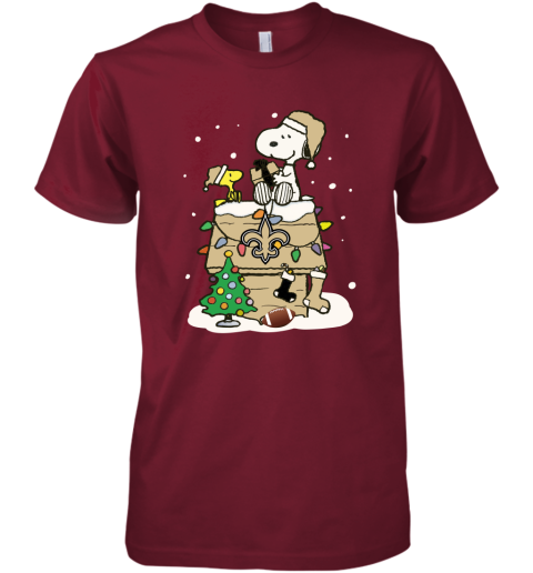 3362 a happy christmas with new orleans saints snoopy premium guys tee 5 front cardinal