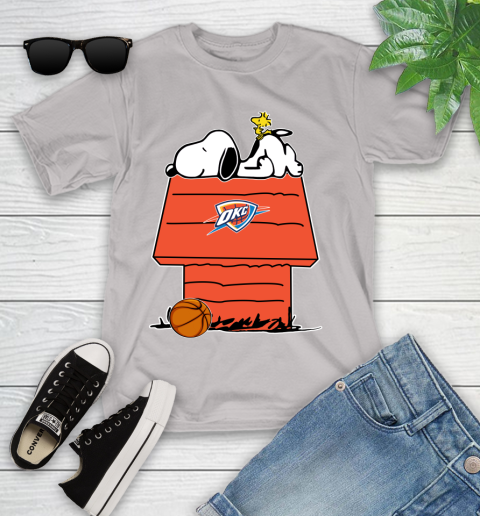 Oklahoma City Thunder NBA Basketball Snoopy Woodstock The Peanuts Movie Youth T-Shirt 12