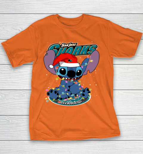 San Jose Sharks NHL Hockey noel stitch Christmas Youth T-Shirt 3
