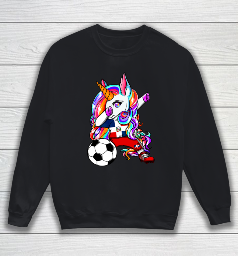 Dabbing Unicorn Dominican Republic Soccer Fans Flag Football Sweatshirt