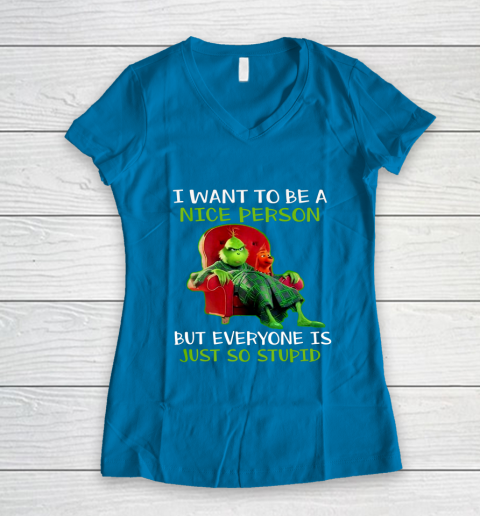 Tee Christmas Grinch Xmas funny quotes Women's V-Neck T-Shirt 5