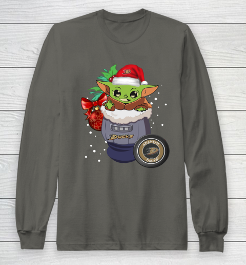 Anaheim Ducks Christmas Baby Yoda Star Wars Funny Happy NHL Long Sleeve T-Shirt 8