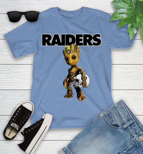 Oakland Raiders NFL Football Groot Marvel Guardians Of The Galaxy Youth T-Shirt 11