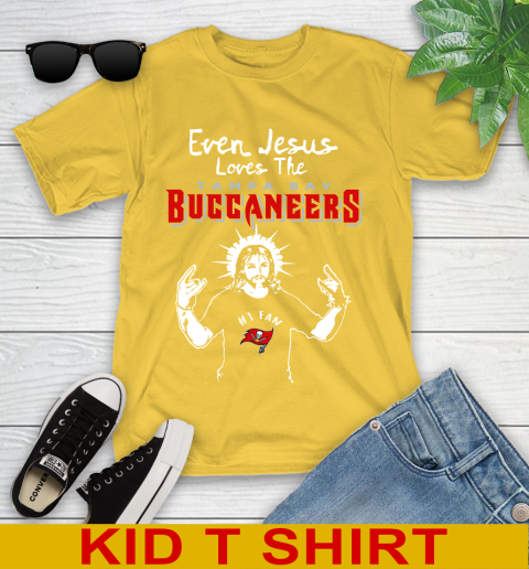 Tampa Bay Buccaneers NFL Football Even Jesus Loves The Buccaneers Shirt Youth T-Shirt 9
