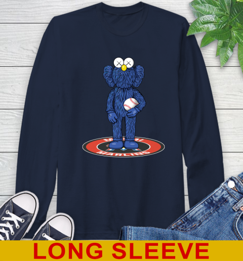 MLB Baseball Miami Marlins Kaws Bff Blue Figure Shirt Long Sleeve T-Shirt 4