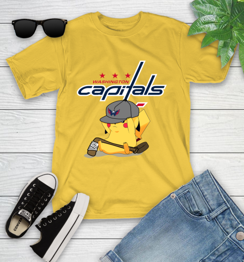 NHL Pikachu Hockey Sports Washington Capitals Youth T-Shirt 8