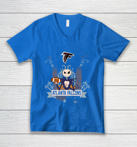 NFL Atlanta Falcons Football Jack Skellington Halloween V-Neck T-Shirt 5