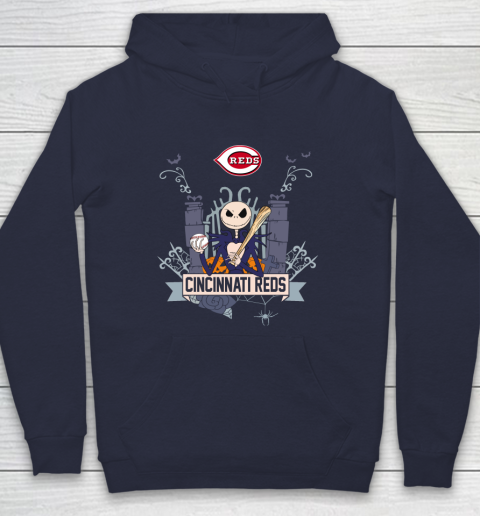 MLB Cincinnati Reds Baseball Jack Skellington Halloween Hoodie 2
