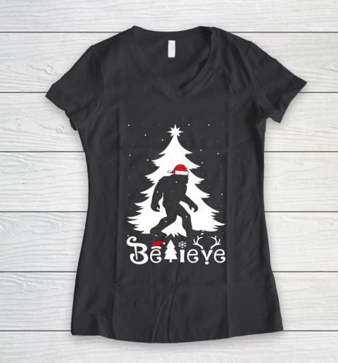 Bigfoot Christmas Gifts For Men Boys Girls Funny Christmas Women's V-Neck T-Shirt 6