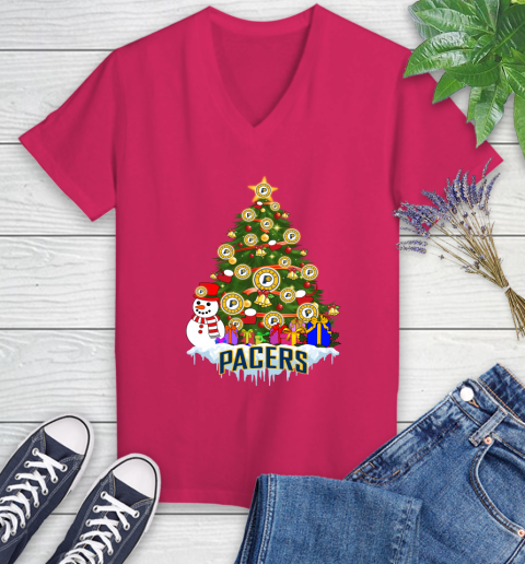 Indiana Pacers Merry Christmas NBA Basketball Sports Women's V-Neck T-Shirt 9
