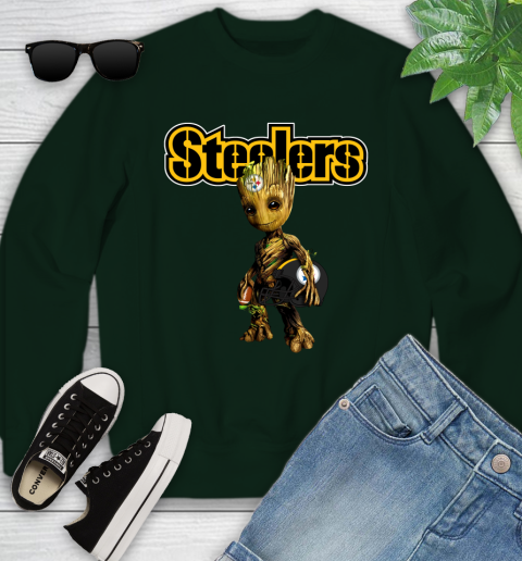 Pittsburgh Steelers NFL Football Groot Marvel Guardians Of The Galaxy Youth Sweatshirt 10