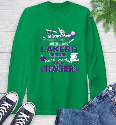 Los Angeles Lakers NBA I'm A Difference Making Student Caring Basketball Loving Kinda Teacher Long Sleeve T-Shirt 8