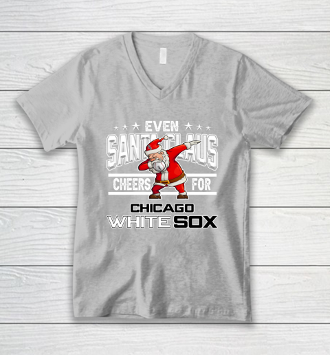 Chicago White Sox Even Santa Claus Cheers For Christmas MLB V-Neck T-Shirt 3