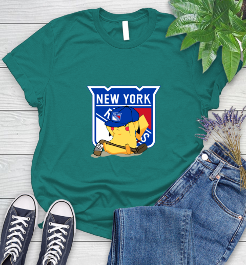 NHL Pikachu Hockey Sports New York Rangers Women's T-Shirt 12