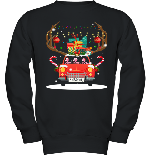Flamingo Team Drive Xmas Car Gifts For Lovers Christmas Noel Youth Sweatshirt