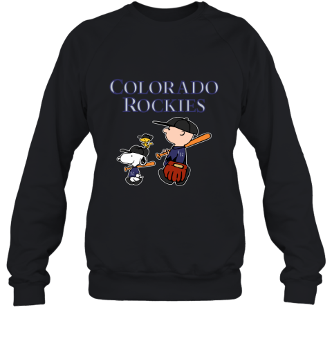 Colorado Rockies Let's Play Baseball Together Snoopy MLB Sweatshirt