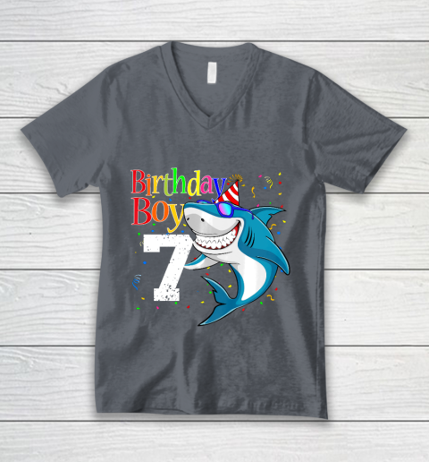 Kids 7th Birthday Boy Shark Shirts 7 Jaw Some Four Tees Boys 7 Years Old V-Neck T-Shirt 4