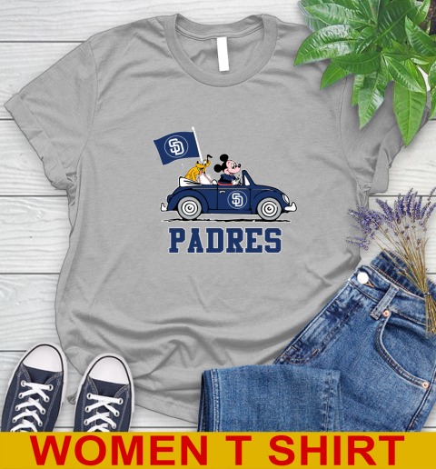 MLB Baseball San Diego Padres Pluto Mickey Driving Disney Shirt Women's T-Shirt 5