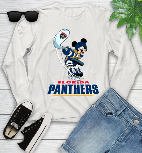 NHL Hockey Florida Panthers Cheerful Mickey Mouse Shirt Youth Long Sleeve 12