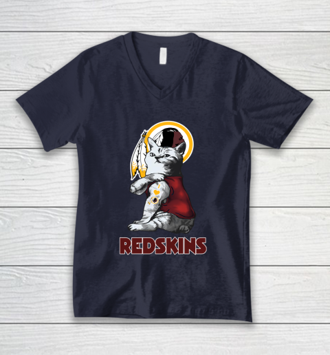 NFL Football My Cat Loves Washington Redskins V-Neck T-Shirt 2
