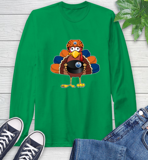 Edmonton Oilers Turkey Thanksgiving Day Long Sleeve T-Shirt 7