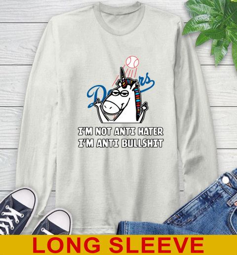 Los Angeles Dodgers MLB Baseball Unicorn I'm Not Anti Hater I'm Anti Bullshit Long Sleeve T-Shirt 12