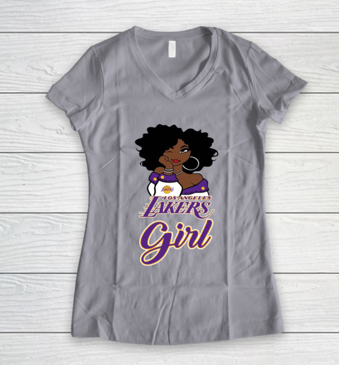 Los Angeles Lakers Girl NBA Women's V-Neck T-Shirt 4