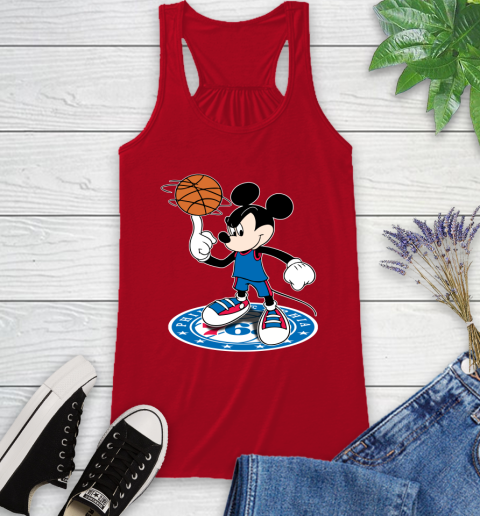 NBA Basketball Philadelphia 76ers Cheerful Mickey Disney Shirt Racerback Tank 6
