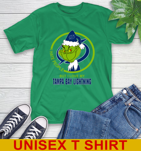 Tampa Bay Lightning NHL Christmas Grinch I Hate People But I Love My Favorite Hockey Team T-Shirt 7
