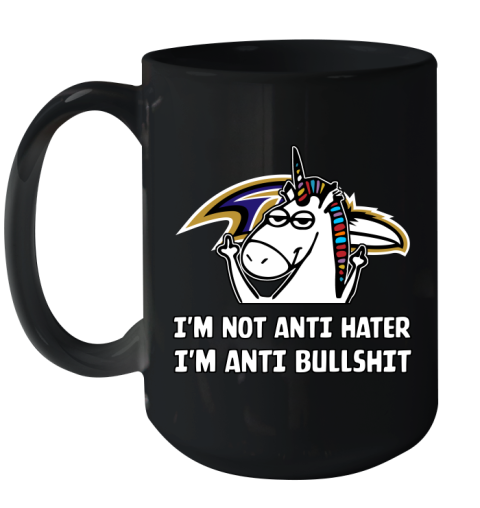 Baltimore Ravens NFL Football Unicorn I'm Not Anti Hater I'm Anti Bullshit Ceramic Mug 15oz 2