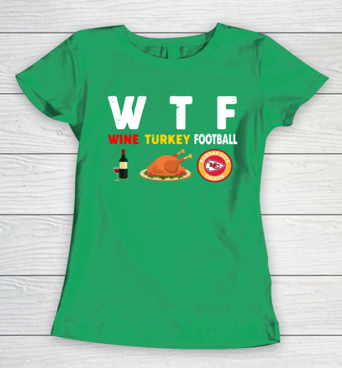 Kansas City Chiefs Giving Day WTF Wine Turkey Football NFL Women's T-Shirt 5