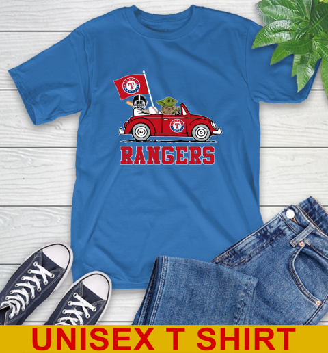 MLB Baseball Texas Rangers Darth Vader Baby Yoda Driving Star Wars Shirt T-Shirt 9