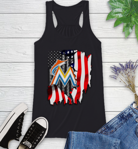 Miami Marlins MLB Baseball American Flag Racerback Tank