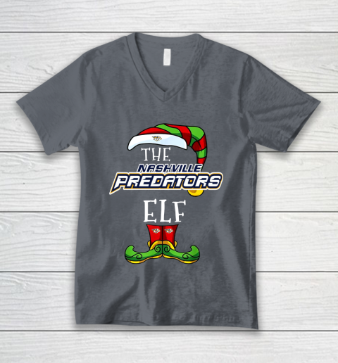 Nashville Predators Christmas ELF Funny NHL V-Neck T-Shirt 4