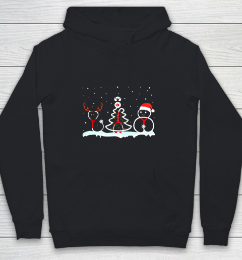Stethoscope Reindeer Horn Xmas Tree Snowman Nurse Christmas Youth Hoodie